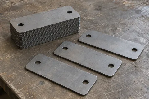 Lote de placas planas iguales con dos agujeros de montaje